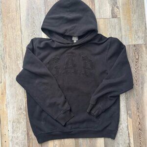 Black on Black Gap Letter Hoodie